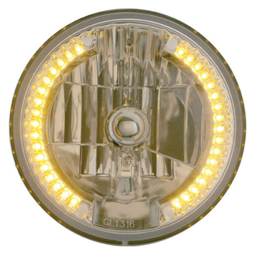 United Pacific 7 Dia. Crystal Headlight Bulb with 34 Auxiliary LED - Amber, Car, Truck, Ea