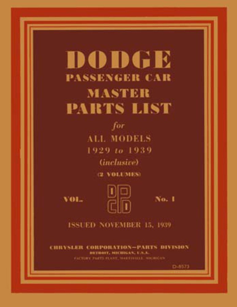 bishko automotive literature 1929 1936 1937 1938 1939 Dodge Parts Numbers Book List Guide Catalog Interchange