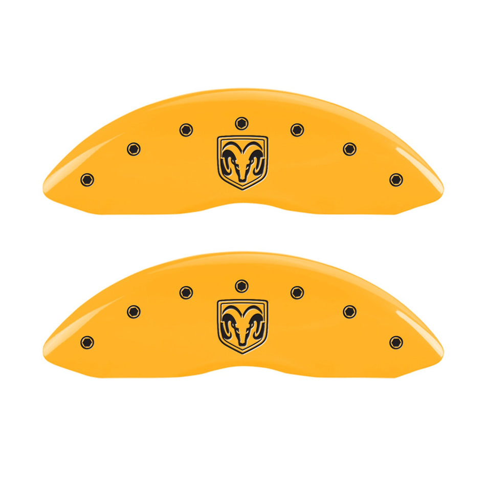 MGP Caliper Covers 12043SRMHYL Yellow Engraved Front/Rear Caliper Cover, Set of 4 (Ram)