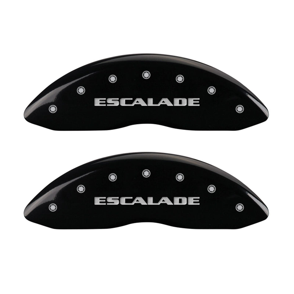 MGP Caliper Covers 35015SESCBK 'ESCALADE' Engraved Caliper Cover with Black Powder Coat Finish and Silver Characters, (Set of 4)