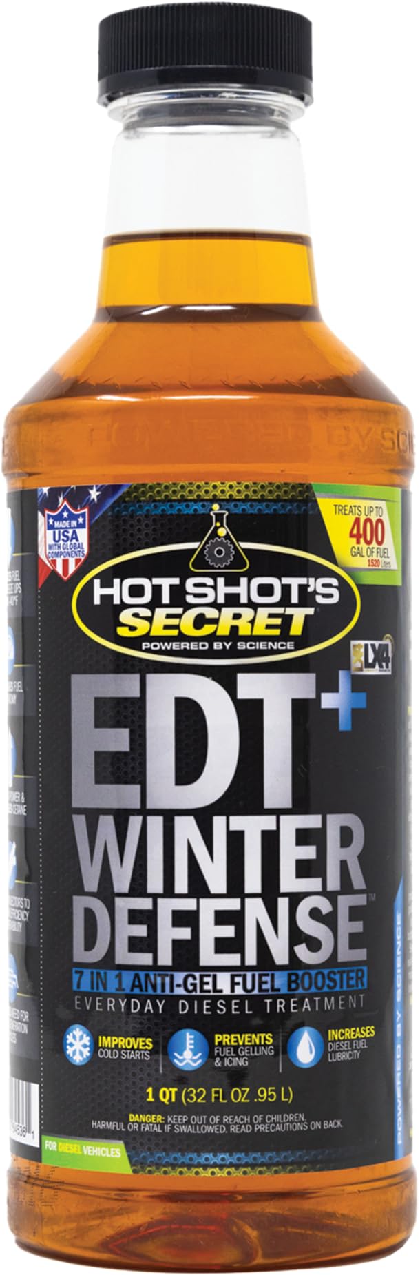 Hot Shot's Secret EDT+ Winter Defense - 32 Oz 7-in-1 Anti-Gel Fuel Booster u2013 Winter Diesel Fuel Treatment - Boosts Cetane for Better Performance u2013 Adds Lubricity - Protects Fuel System