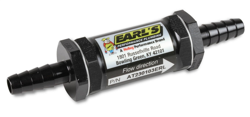 Earl's 5/16-3/8 Barb Fuel Filter Black