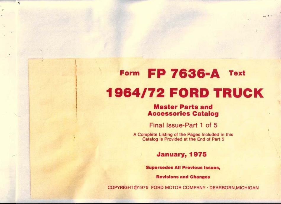 bishko automotive literature 1964 1970 1971 1972 Ford Truck Parts Numbers Book List Interchange Illustrations