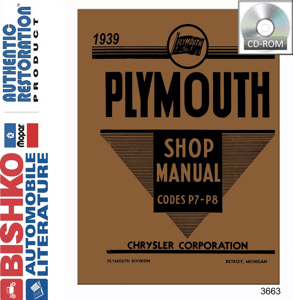 bishko automotive literature 1939 Plymouth Deluxe Roadking Shop Service Repair Manual CD Engine Electrical