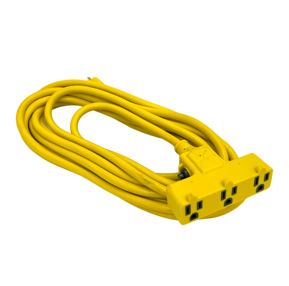 Alert CST-100T 100-Foot SJTW 12/3 Triple Outlet Outdoor Extension Cord, 100-Feet, Yellow