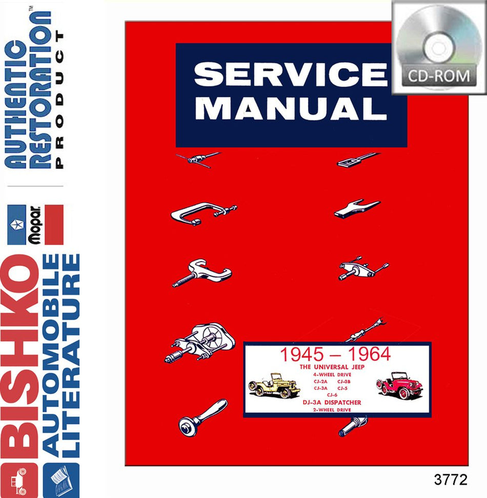 bishko automotive literature 1945-1964 1962 1963 Jeep Cj Dispatcher Shop Service Repair Manual CD Engine