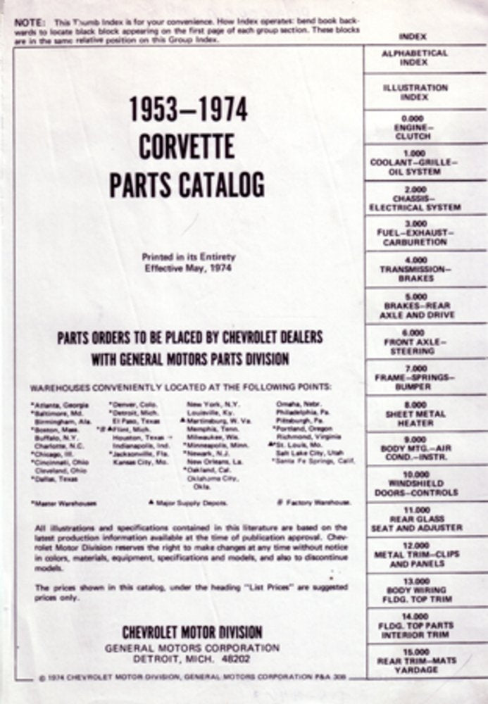 bishko automotive literature 1953 1971 1972 1973 1974 Corvette Parts Numbers Book List Guide Interchange OEM