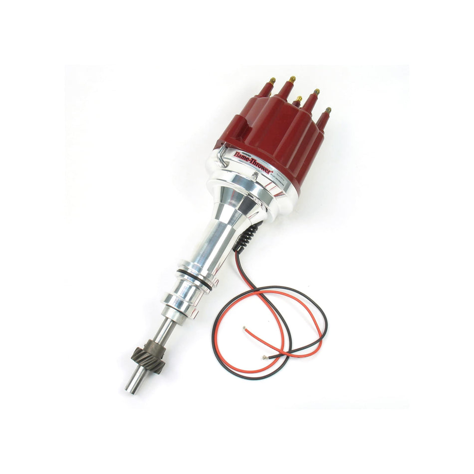 Pertronix D130811 Flame-Thrower Plug and Play Non Vacuum Advance Red Male Cap Billet Electronic Distributor with Ignitor II Technology for Ford Small Block