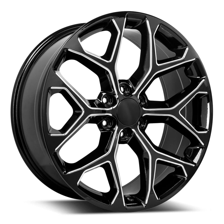 REV Wheels 582M-2298324 582 Series- 22x9-5.94 bs - 6x5.5/6x139.7 -Black/Machined Lip