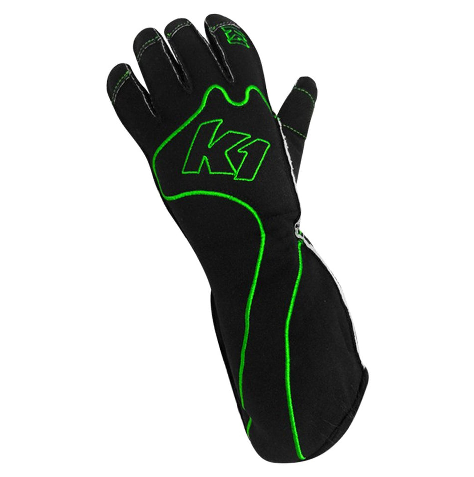 K1 Race Gear 13-RS1-V-S RS1 Reverse Stitch Kart Racing Gloves (Green/Black, Small)