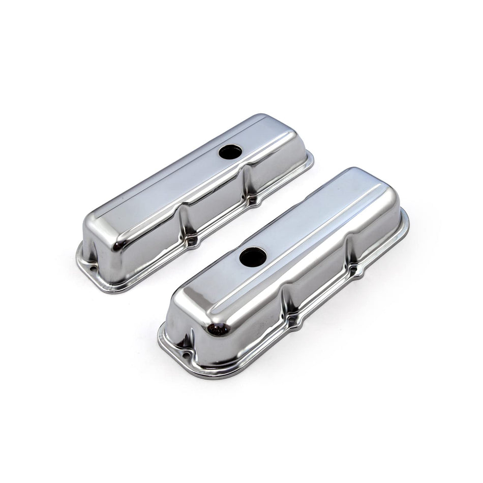Speedmaster PCE314.1050 Fits Chevy 173 2.8L V6 Chrome Steel Valve Covers - Short w/Hole