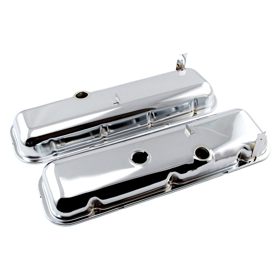 PCE by Speedmaster PCE314.1055 Fits Chevy BBC 454 STD Style Chrome Valve Covers - Short w/Baffled Hole