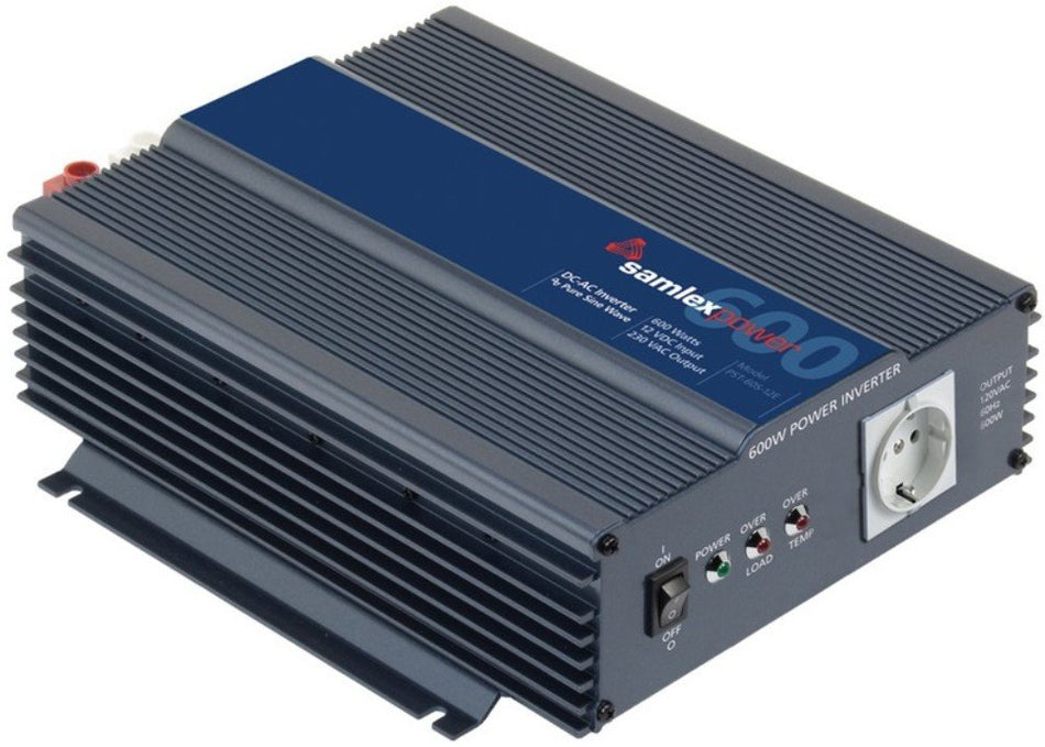 Samlex PST-60S-12E PTS Series Pure Sine Wave DC-AC Power Inverter, 12 Volts, 600W Continuous Power Output, 1000W Surge Power Output, 230VAC Output Voltage, Low battery voltage alarm
