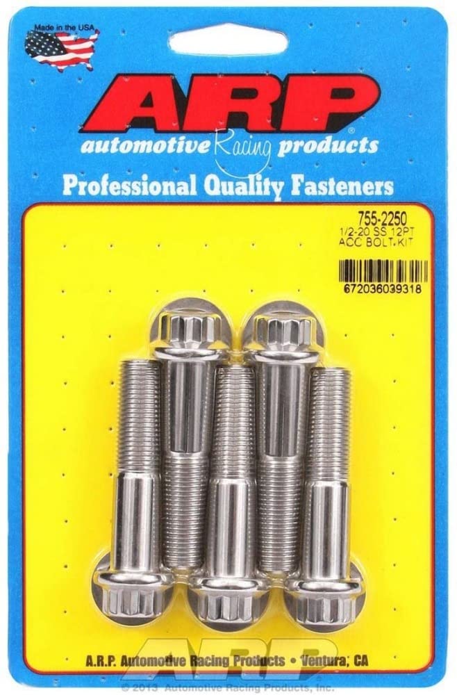 Autoracing Products 755-2250 S/S Bolt Kit - 12pt. (5) 1/2-20 x 2.250