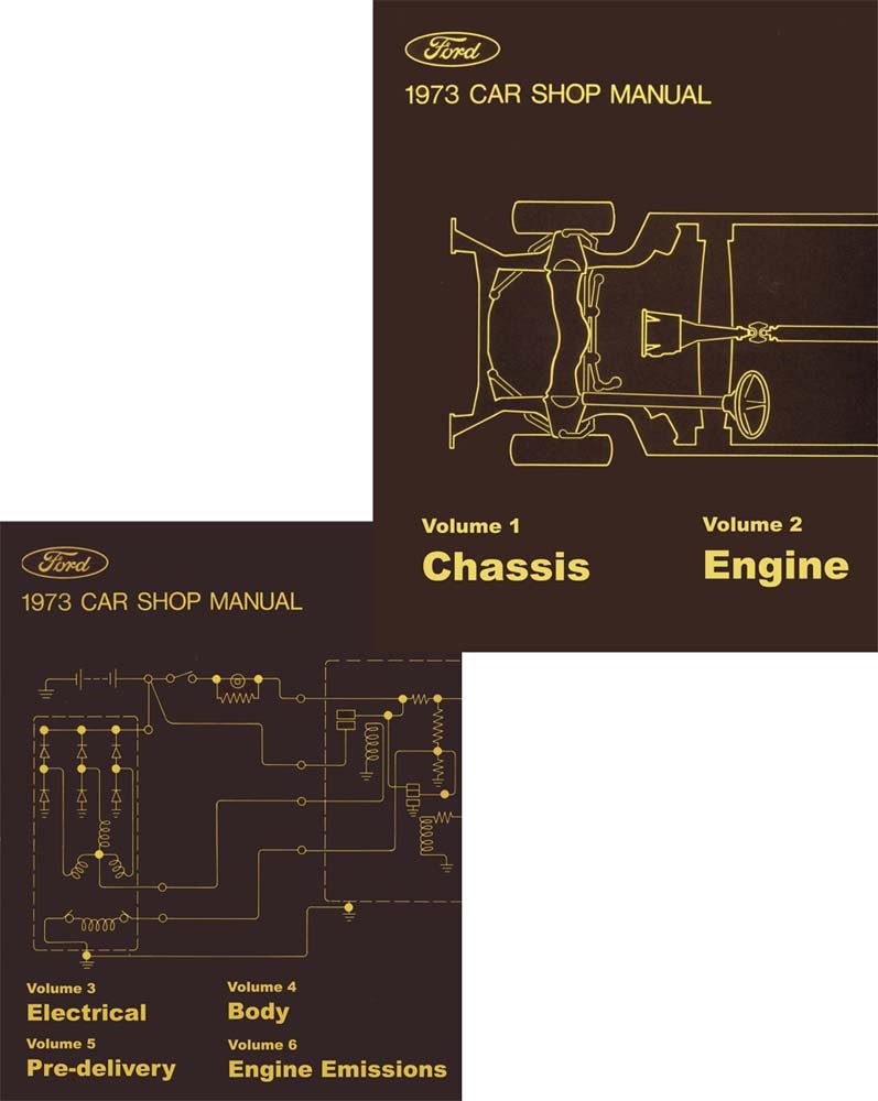bishko automotive literature 1973 Ford Galaxie Mustang T-Bird Shop Service Repair Manual Book Engine