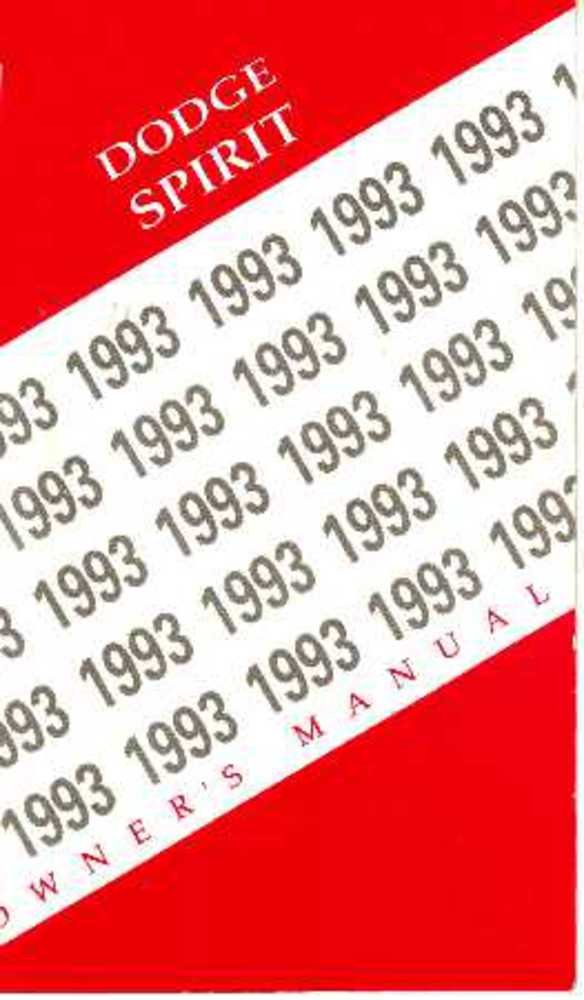 bishko automotive literature 1993 Dodge Spirit Owners Manual User Guide Reference Operator Book Fuses Fluids