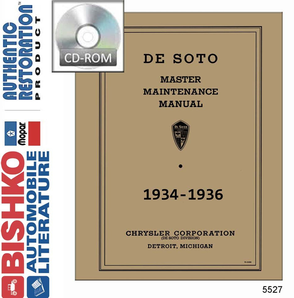 bishko automotive literature 1934 1935 1936 DeSoto Airflow Airstream Shop Service Repair Manual CD Engine