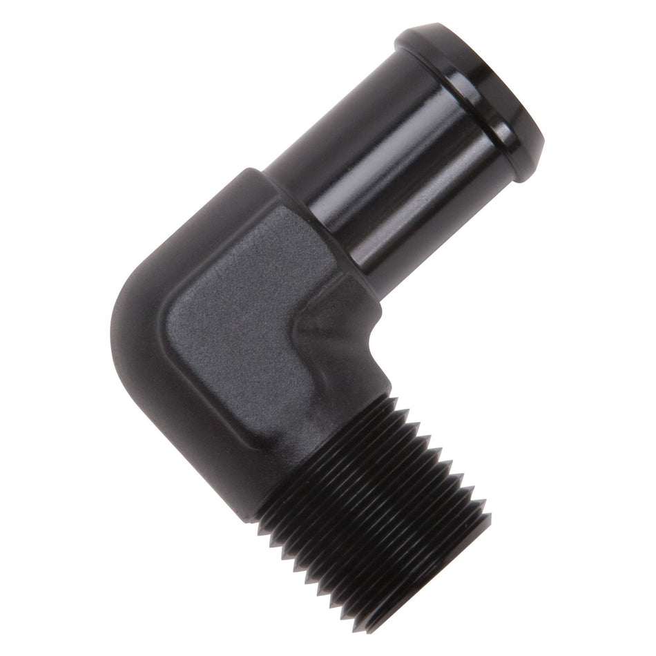 Edelbrock 8165 Heater Hose Fitting 90 Degree 1/2 in. NPT and 3/4 in. Barb Black Heater Hose Fitting