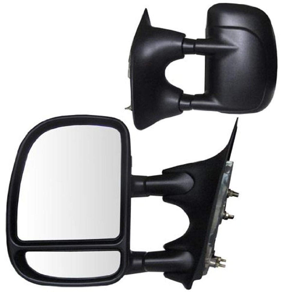 Fit System Towing Mirror Pair for Ford Excursion, F250/F350/F450/F550 Super Duty Pick-Up, extendable, Textured Black, Foldaway, Manual