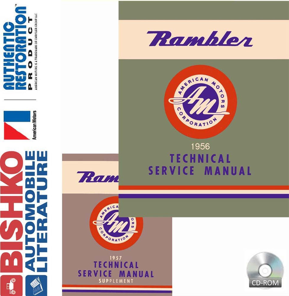 bishko automotive literature 1956 1957 AMC Rambler Shop Service Repair Manual CD Engine Drivetrain Wiring OEM