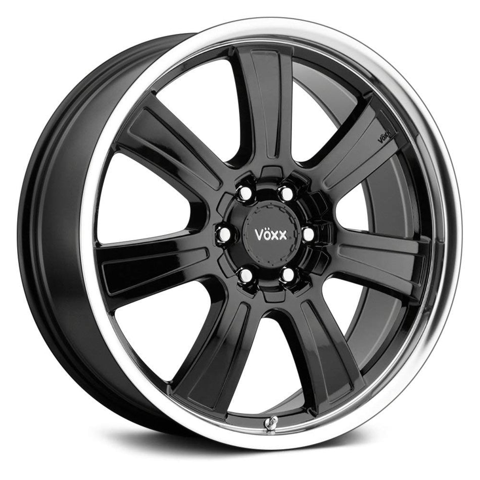 Voxx TURIN Custom Wheel - 20x8.5, 39 Offset, 6x139.7 Bolt Pattern, 106.2mm Hub - Gloss Black with Mirror Machined Lip Rim