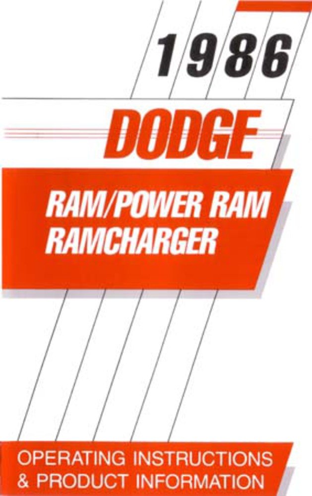 bishko automotive literature 1986 Dodge Ram Truck Power RAMCharger Owners Manual User Guide Operator Book