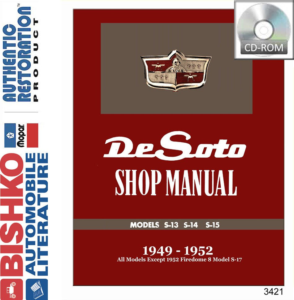 bishko automotive literature 1950 1951 1952 DeSoto Firedome S-Series Shop Service Repair Manual CD Engine