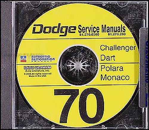 bishko automotive literature 1970 Dodge Challenger Dart T/A Shop Service Repair Manual CD Engine Electrical