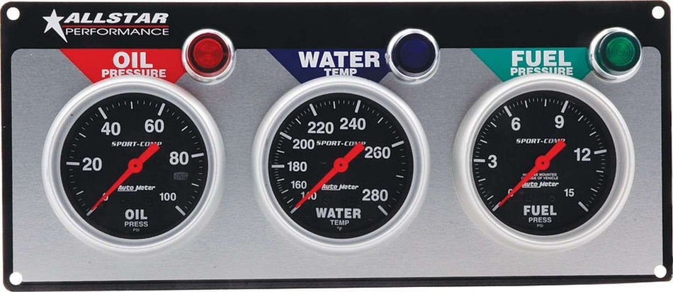 Allstar ALL80113 3 Gauge Panel A/M OP/WT/FP Sport-Comp