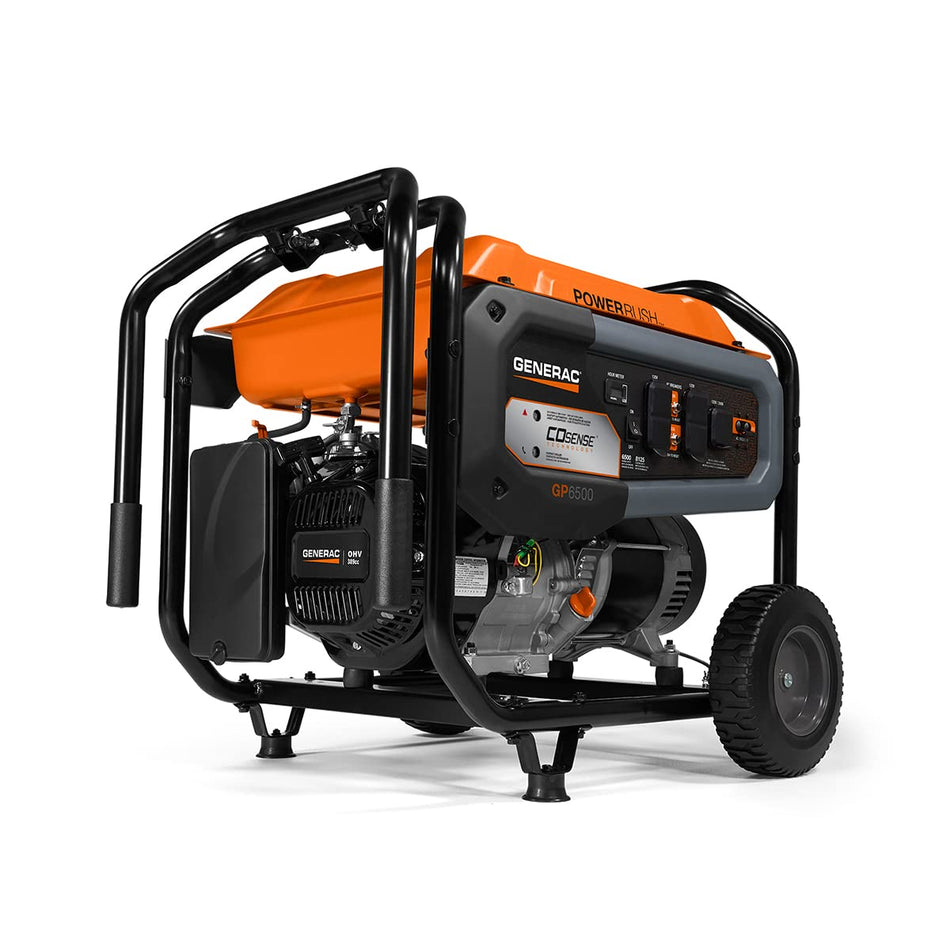 Generac 7676 GP8000E 8,000-Watt Gas-Powered Portable Generator - Electric Start with COsense - Powerrush Advanced Technology - Reliable Power for Emergencies and Recreation - CARB Compliant