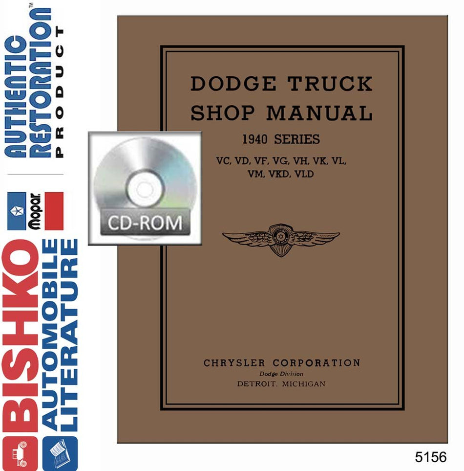 bishko automotive literature 1940 Dodge Truck Shop Service Repair Manual CD Engine Drivetrain Electrical
