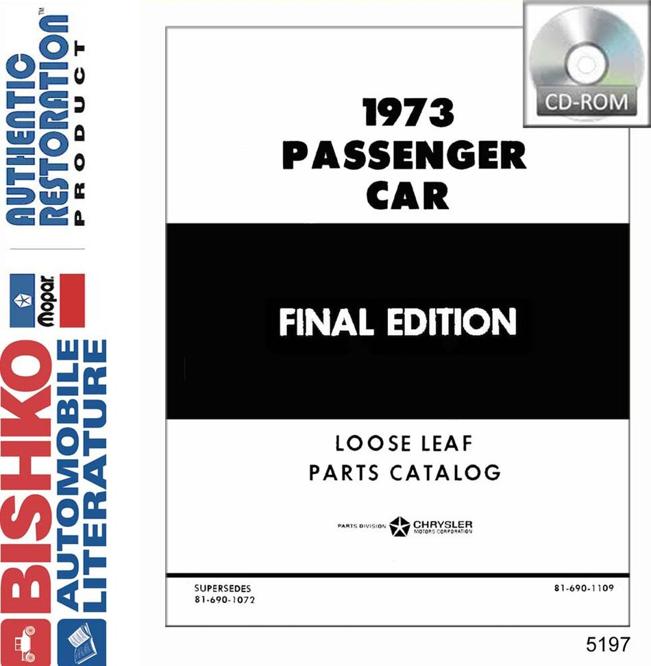 bishko automotive literature 1973 Mopar Chrysler Dodge DeSoto Plymouth Parts Numbers Book List CD Interchange