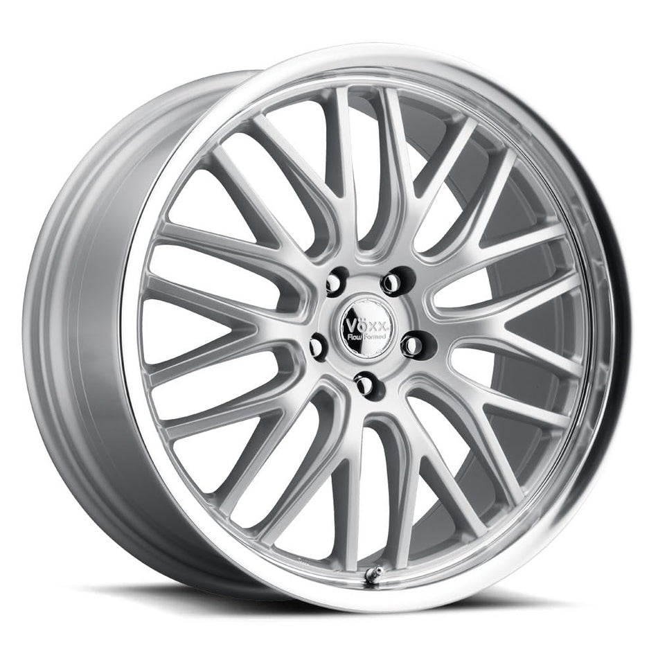 Voxx MASI Custom Wheel - 18x8, 45 Offset, 5x114.3 Bolt Pattern, 73.1mm Hub - Silver with Mirror Lip Rim