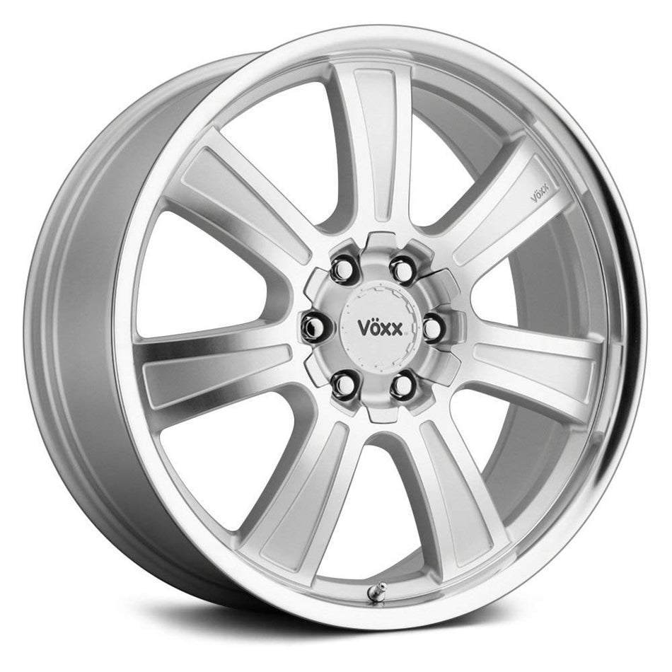 Voxx TURIN Custom Wheel - 18x8.5, 39 Offset, 6x139.7 Bolt Pattern, 106.2mm Hub - Silver with Mirror Machined Face and Lip Rim