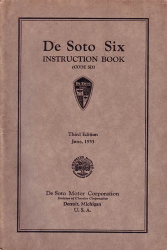 bishko automotive literature 1933 DeSoto Airstream 6 Owners Manual User Guide Reference Operator Book Fuses