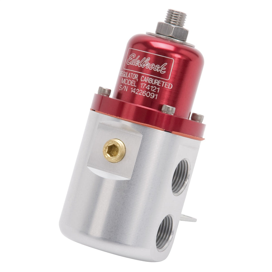 Edelbrock 174121 Fuel Pressure Regulator 160 GPH 5-10 PSI 3/8 in. Inlet/Outlet Returnless Red/Clear Fuel Pressure Regulator
