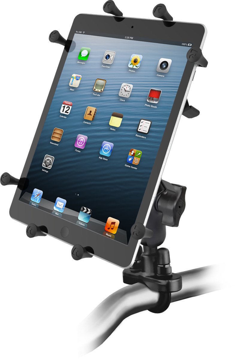 RAM MOUNTS (RAM-B-149Z-UN9U Handlebar Rail Mount with Zinc Coated U-Bolt Base and Universal X-Grip Iii Holder for Large Tablets