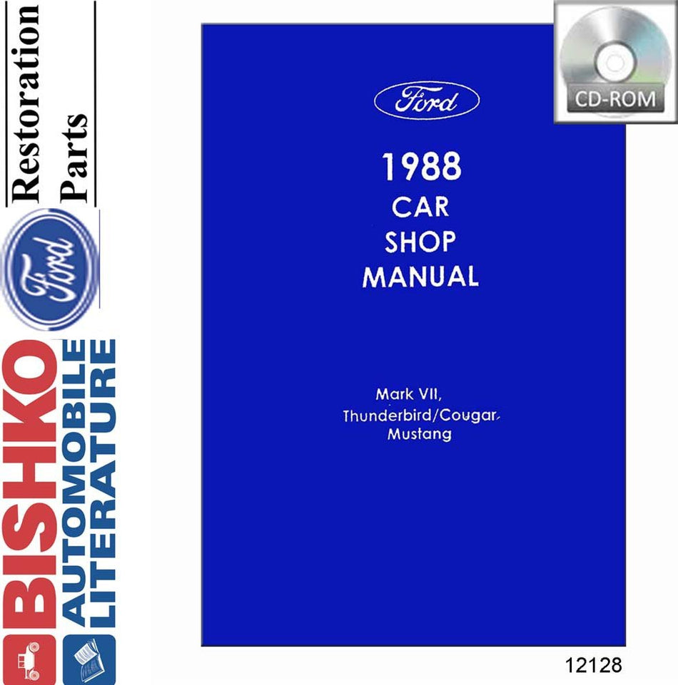 bishko automotive literature Shop Service Repair Manual CD for 1988 Ford Mustang Thunderbird Mark VII Cougar