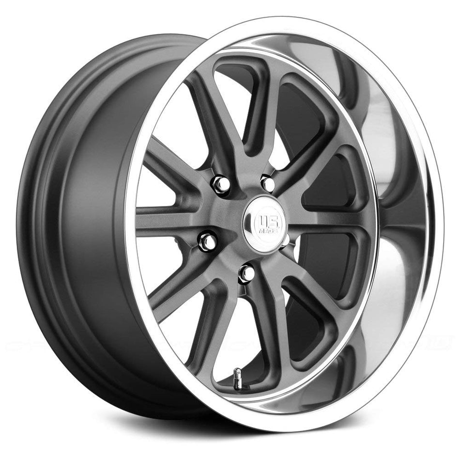 US Mags U111 RAMBLER Matte Gun Metal Machined Finish Wheel with Aluminum (20 x 9.5 inches /5 x 127 mm, 1 mm Offset)