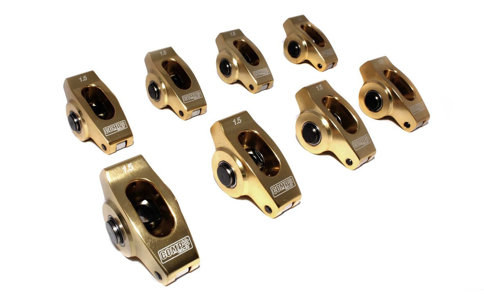 COMP Cams 19004-8 Ultra-Gold Aluminum Roller Rocker Arm with 1.5 Ratio and 7/16 Stud Diameter for Small Block Chevrolet, (Set of 8)