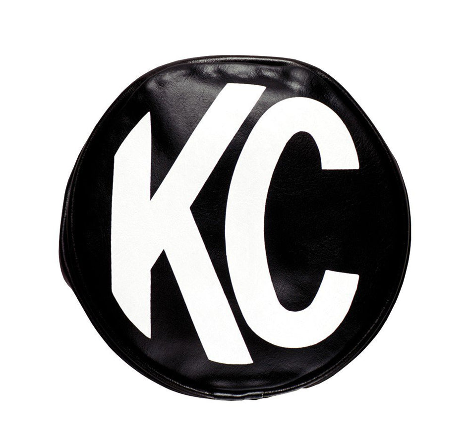 KC HiLiTES 5800 8 Round Black Vinyl Light Cover w/ White KC Logo - Set of 2