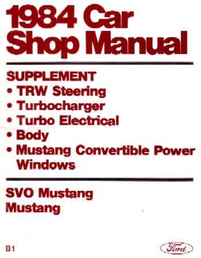 bishko automotive literature 1984 Ford Mustang SVO Shop Service Repair Manual Engine Drivetrain Book OEM
