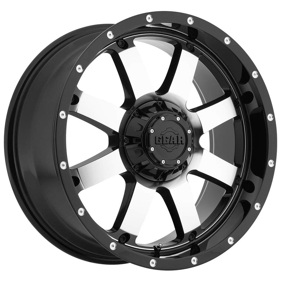 Gear Alloy 726M Big Block Black with Machined Face and Spot Milled Lip Accents Wheel with Machined Finish (17x9/5x5.00, -12mm Offset)