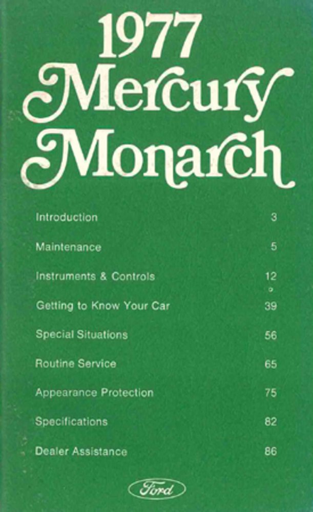 bishko automotive literature 1977 Mercury Monarch Owners Manual User Guide Reference Operator Book Fuses