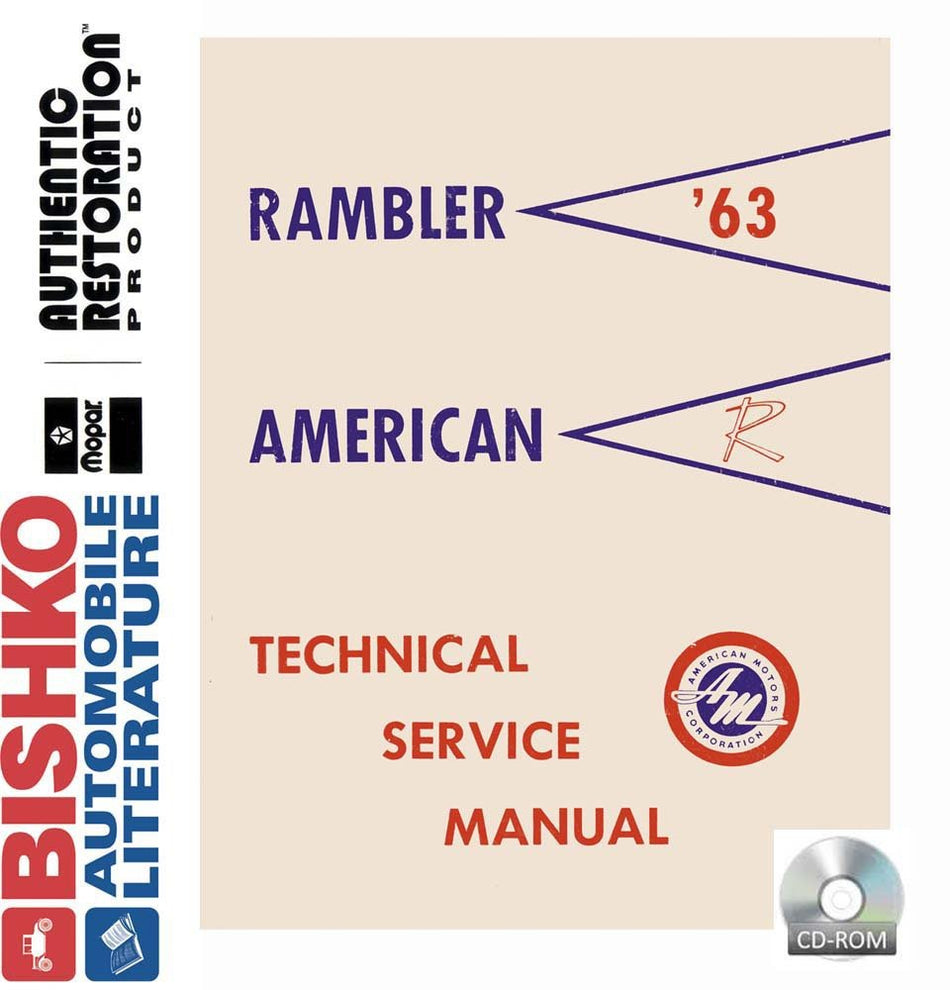 bishko automotive literature 1963 AMC American Rambler Shop Service Repair Manual CD Engine Wiring OEM