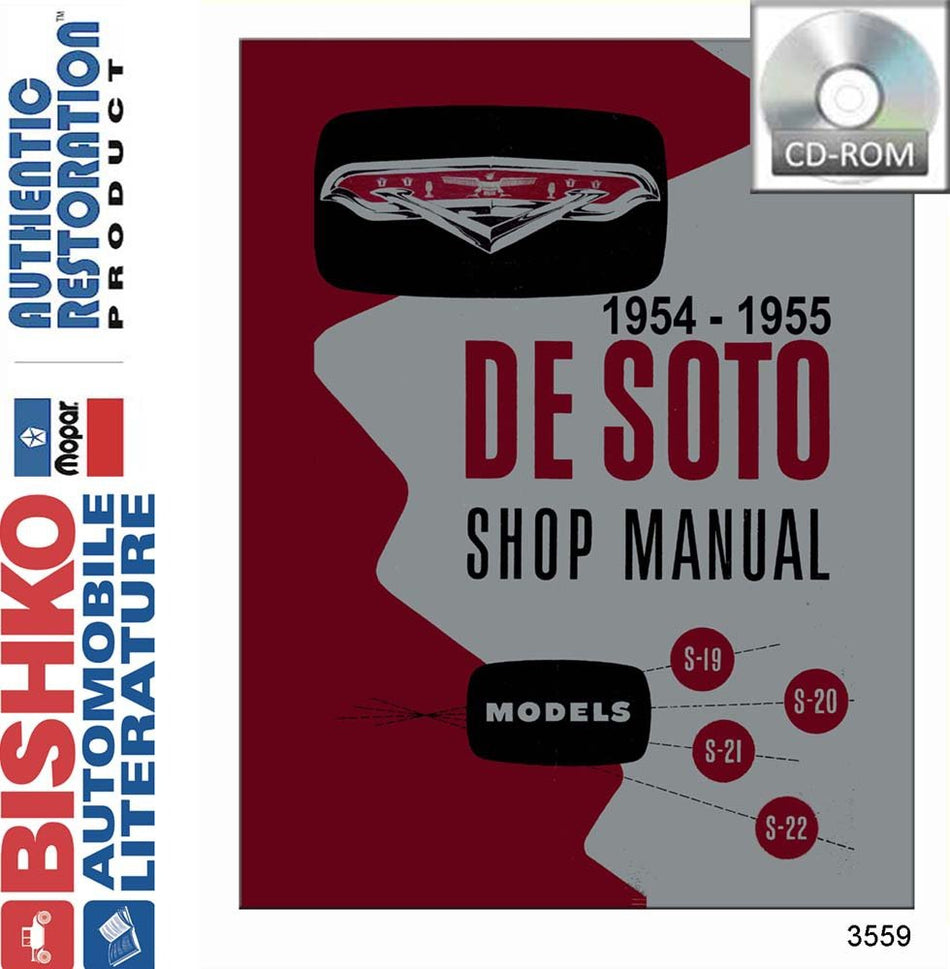 bishko automotive literature 1954 1955 DeSoto Firedome Fireflite Shop Service Repair Manual CD Engine