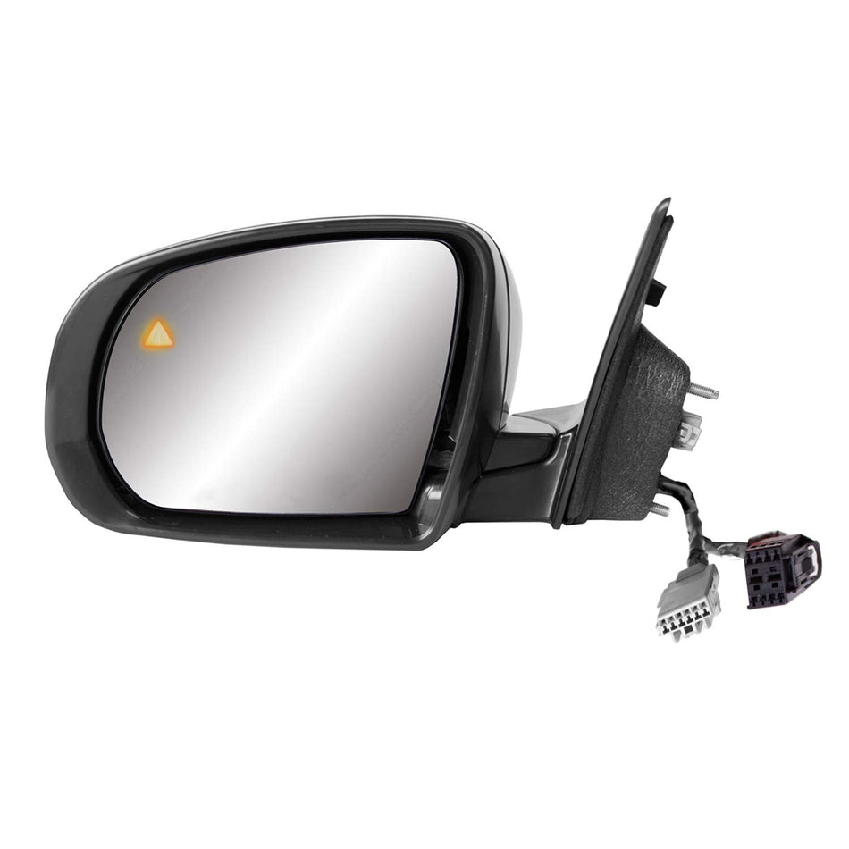 Driver Side Compass, (textured black w/PTM cover, w/turn signal, w/BSDS, w/chrome trim, foldaway), w/o camera, LH, Heated Power