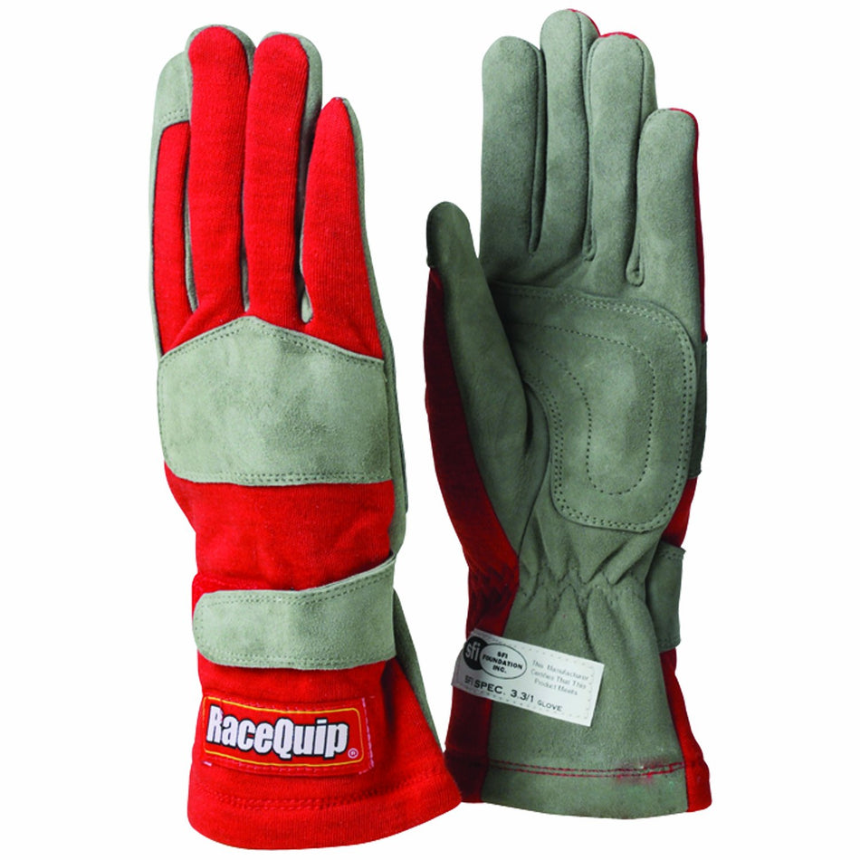 RaceQuip Race Gloves 351 Series 1 Layer Nomex SFI 3.3/1 Certified Red Medium 351013