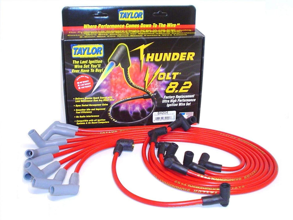 Taylor Cable 84204 Red 8.2mm Custom Fit ThunderVolt Ultra High Performance Spark Plug Wire Set