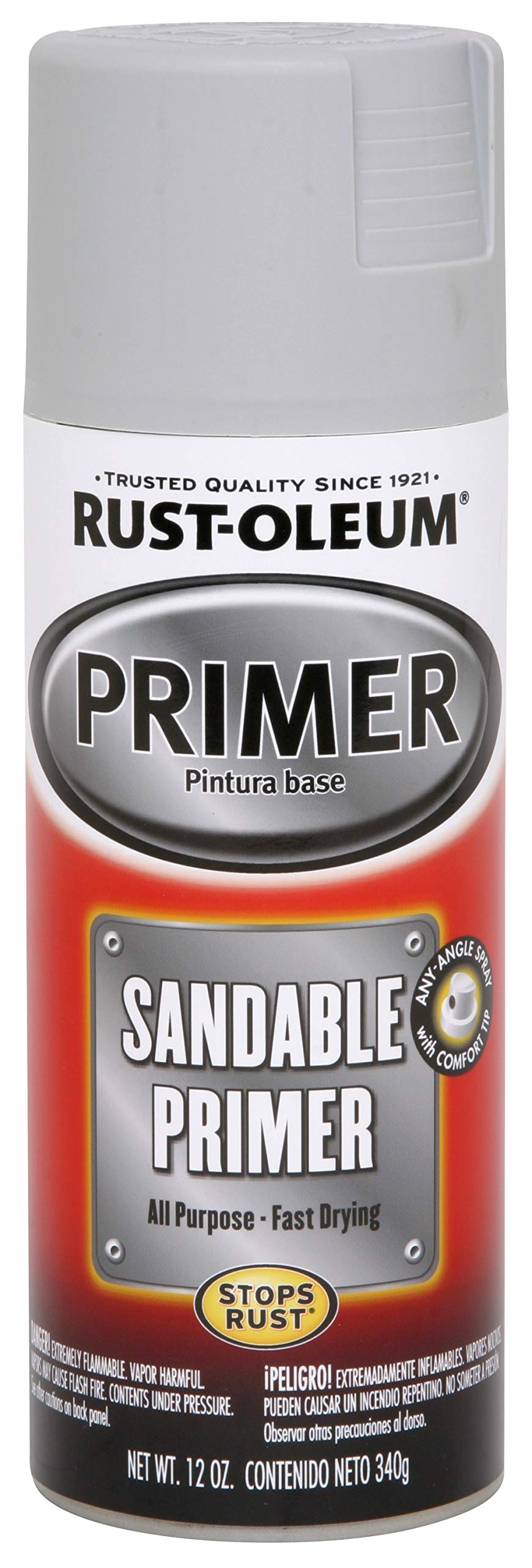 Rust-Oleum 252472 Automotive Sandable Primer Spray Paint, 12 oz., Light Gray